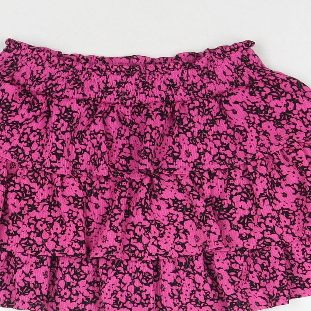 NEXT Girls Pink Viscose Pleated Skirt Size 6 Years Regular Pull On