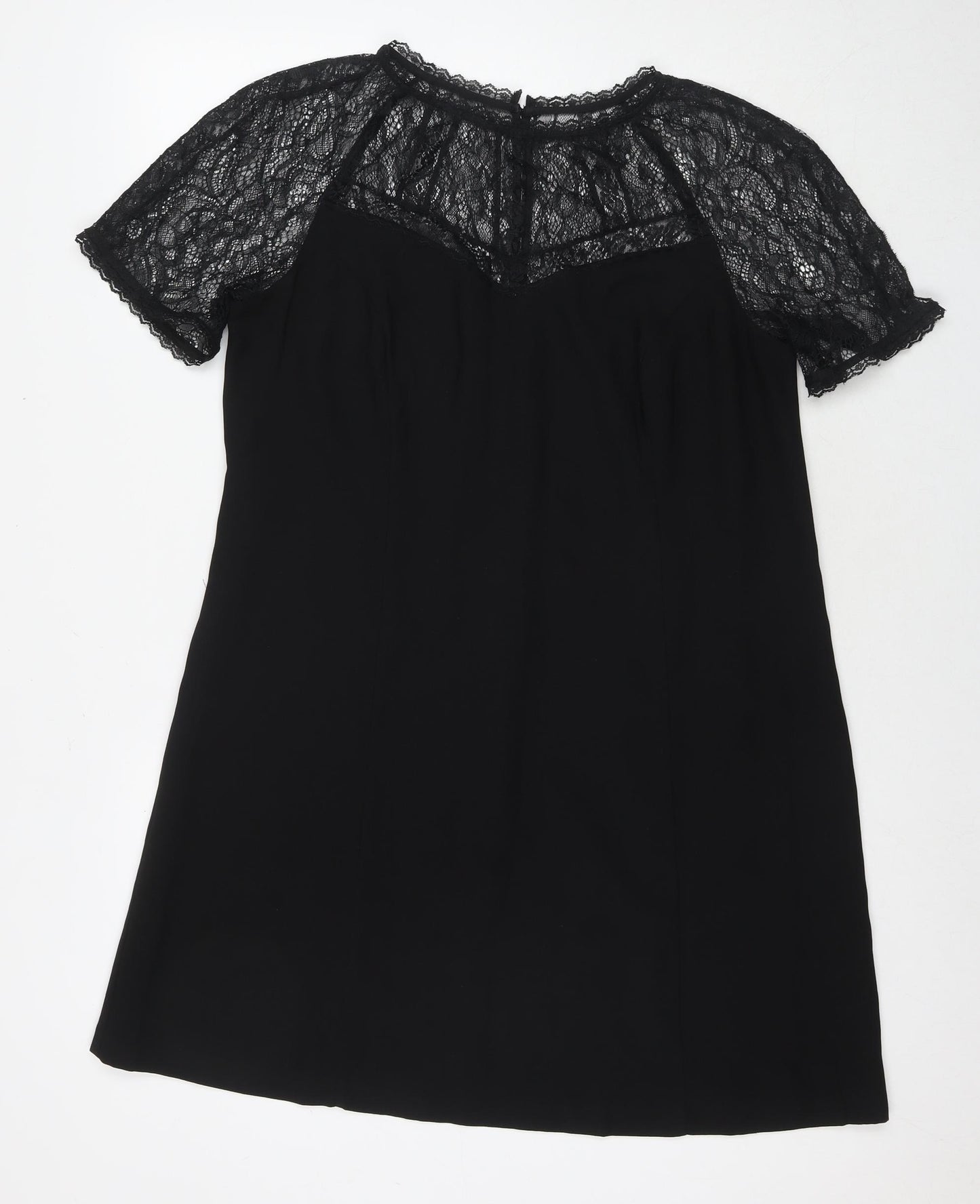 Monsoon Womens Black Polyester A-Line Size 16 Round Neck Zip