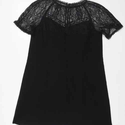 Monsoon Womens Black Polyester A-Line Size 16 Round Neck Zip