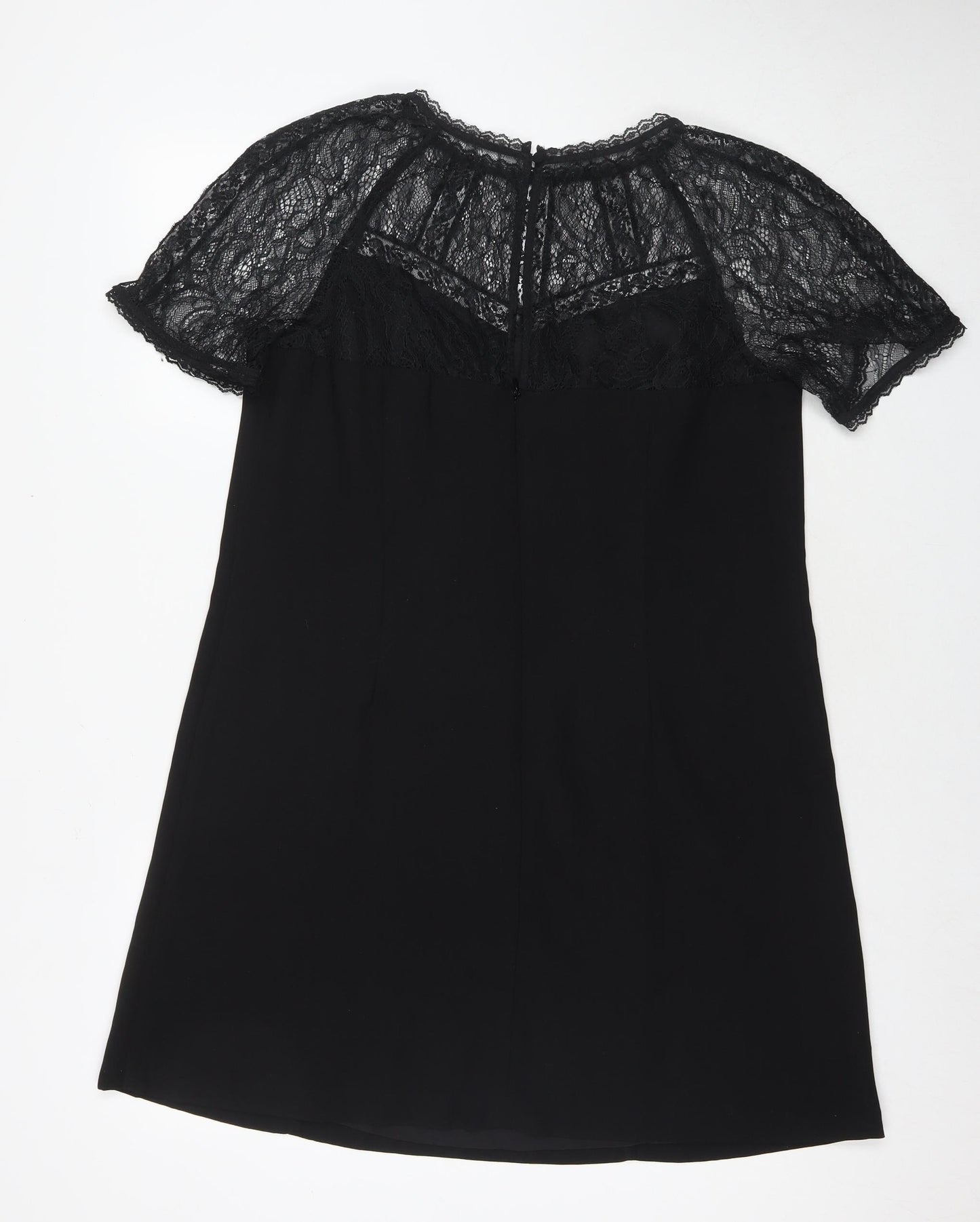 Monsoon Womens Black Polyester A-Line Size 16 Round Neck Zip