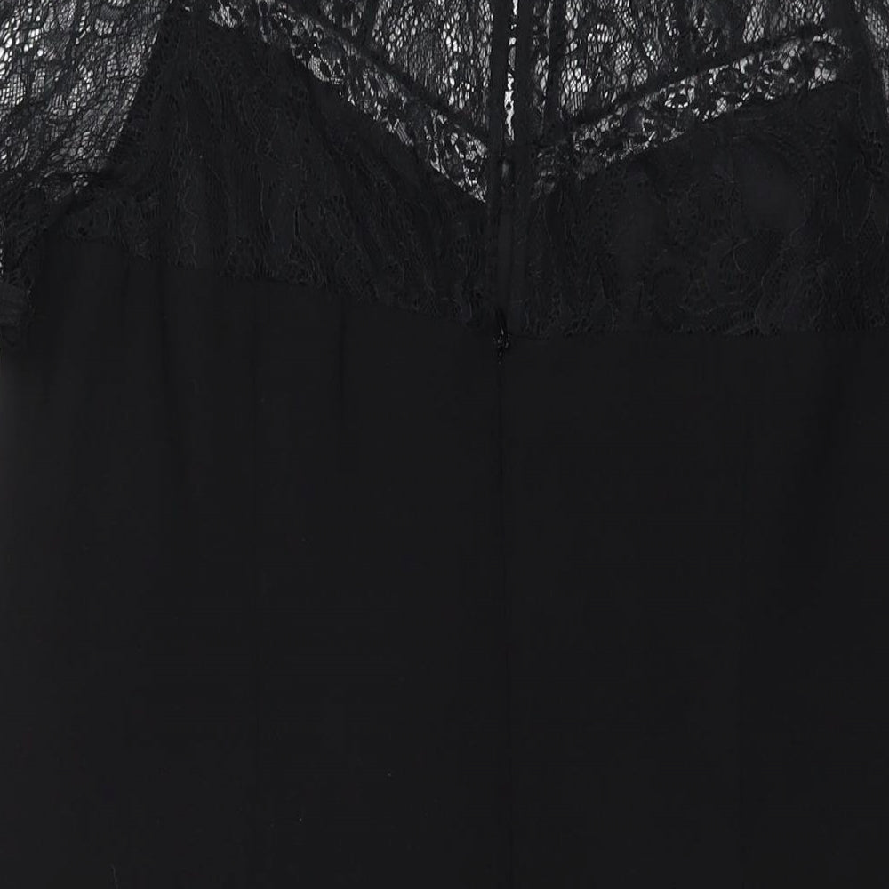 Monsoon Womens Black Polyester A-Line Size 16 Round Neck Zip