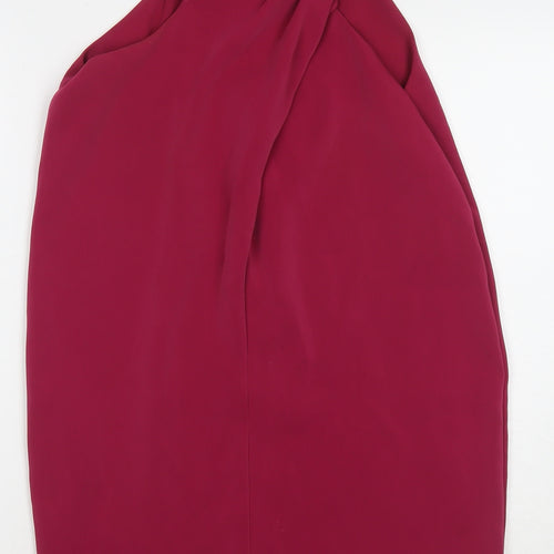Mango Womens Red Polyester A-Line Size XS V-Neck Zip