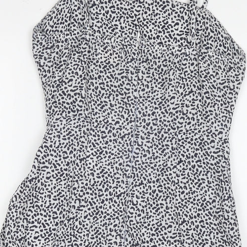 Rumor Womens White Animal Print Polyester Tank Dress Size 8 Square Neck Zip - Leopard Print