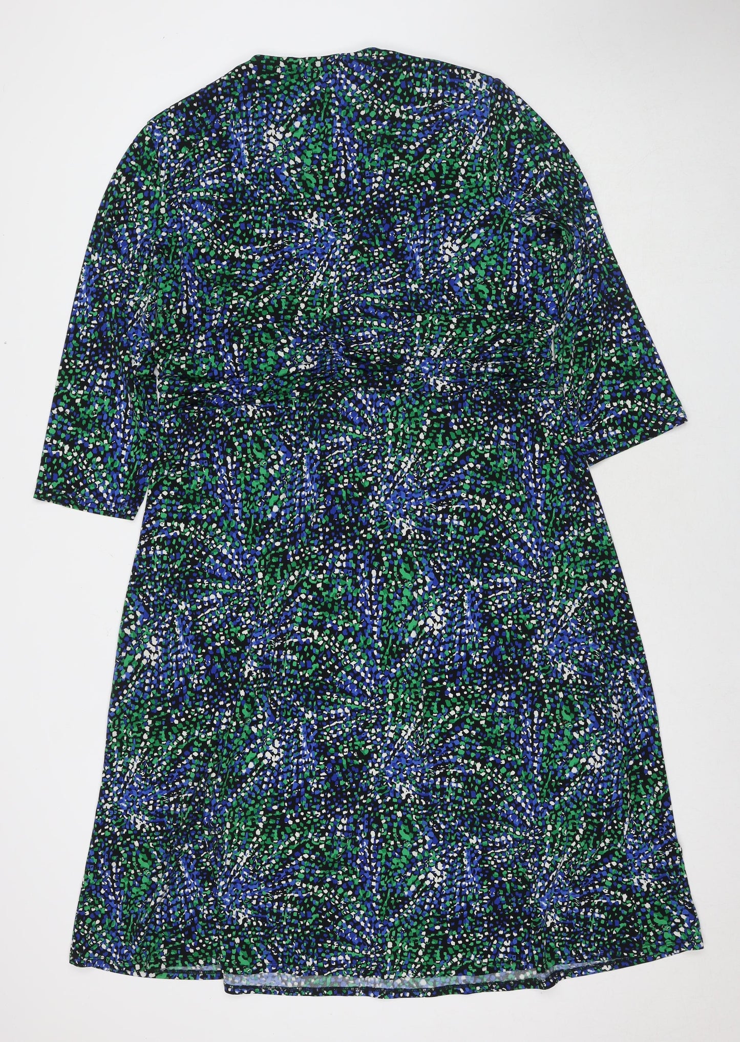 Country Casuals Womens Multicoloured Geometric Polyester A-Line Size XL V-Neck Pullover