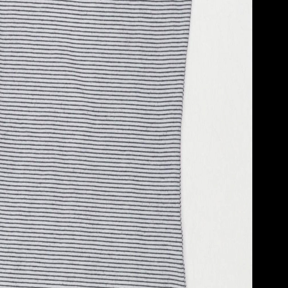Zara Womens Grey Striped Polyester Bodycon Size S Scoop Neck Pullover