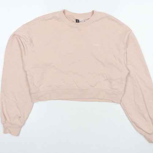 Divided by H&M Womens Beige Cotton Pullover Sweatshirt Size S Pullover - Smile