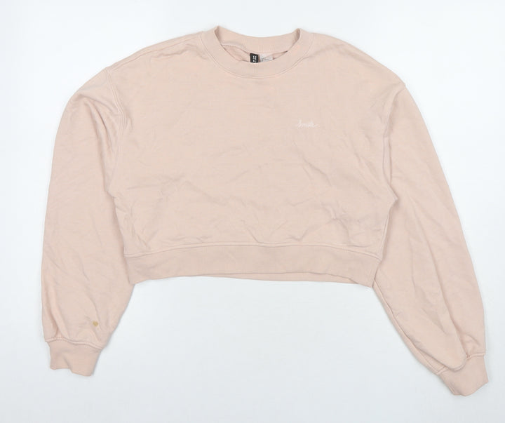 Divided by H&M Womens Beige Cotton Pullover Sweatshirt Size S Pullover - Smile