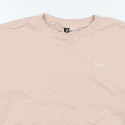 Divided by H&M Womens Beige Cotton Pullover Sweatshirt Size S Pullover - Smile