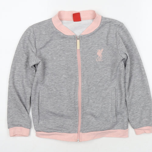 Liverpool FC Girls Grey Cotton Full Zip Sweatshirt Size 7-8 Years Zip - Liverpool Football Club