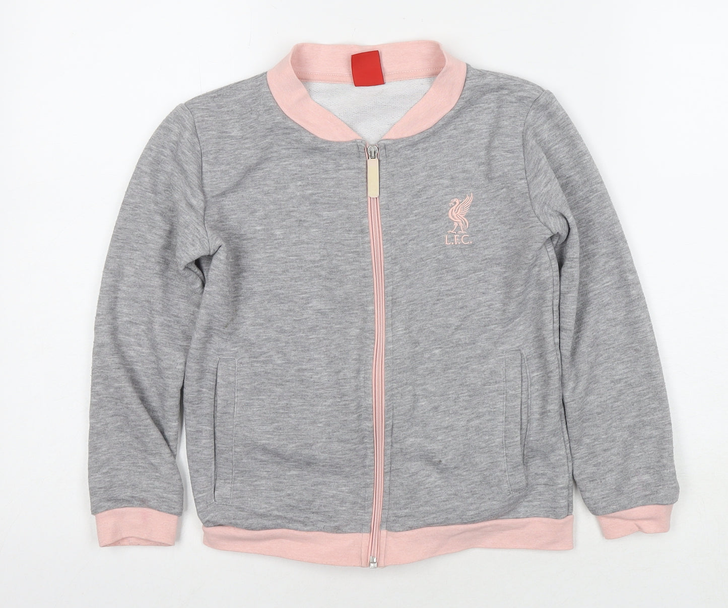 Liverpool FC Girls Grey Cotton Full Zip Sweatshirt Size 7-8 Years Zip - Liverpool Football Club