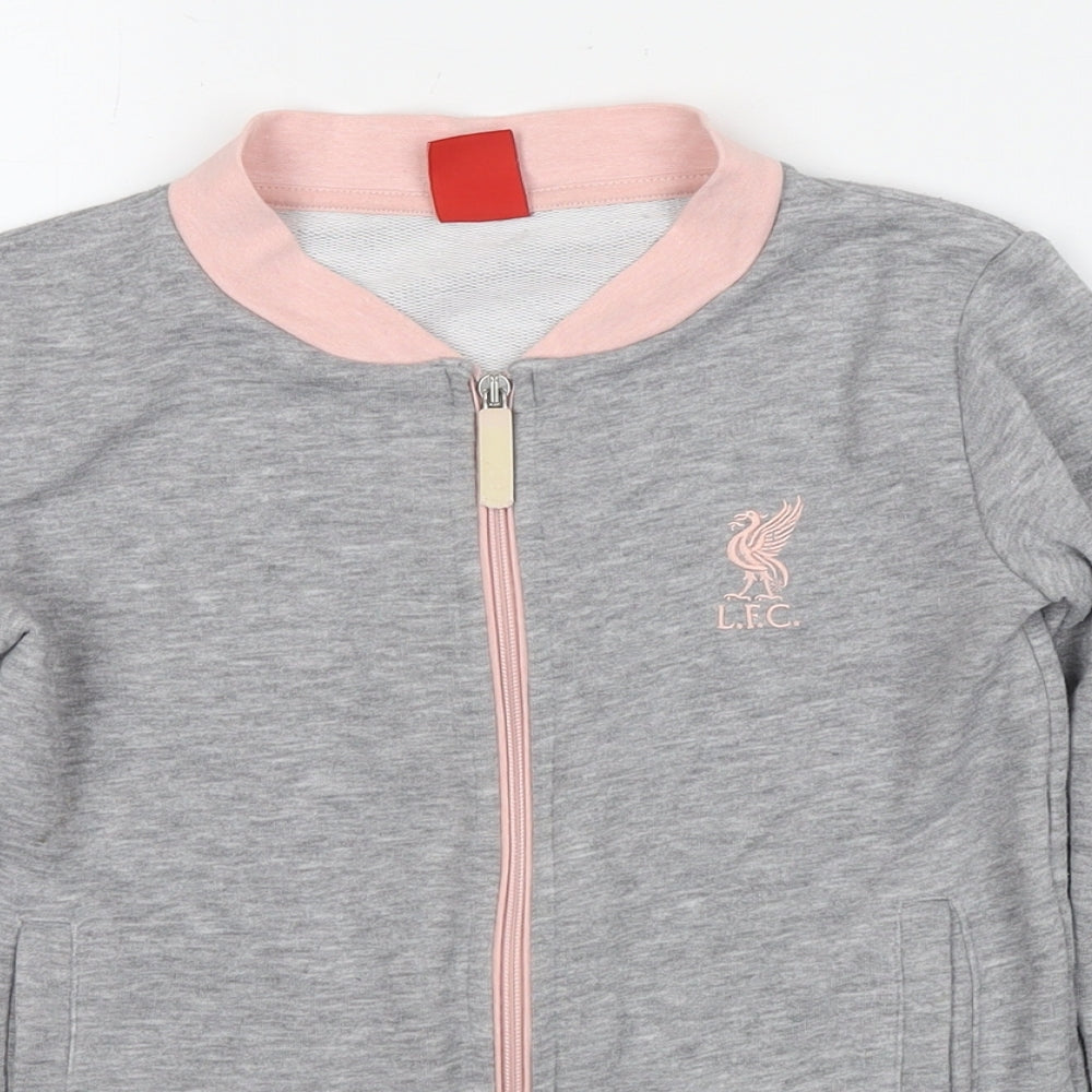 Liverpool FC Girls Grey Cotton Full Zip Sweatshirt Size 7-8 Years Zip - Liverpool Football Club