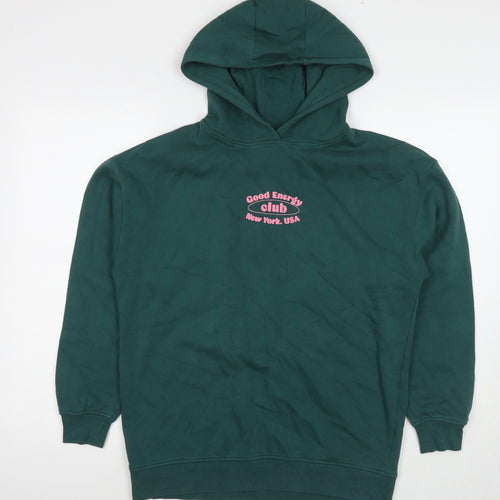 Oh Me Oh My Womens Green Cotton Pullover Hoodie Size 6 Pullover - Good Energy Club