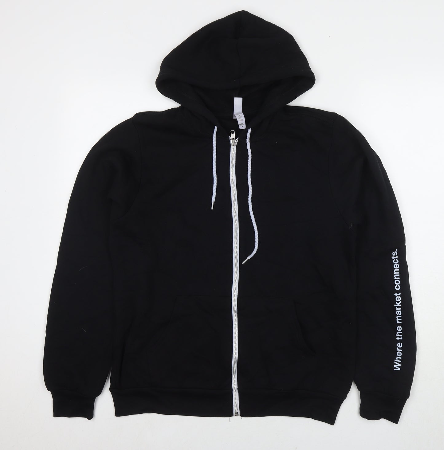 Bella&Canvas Mens Black Cotton Full Zip Hoodie Size M - Where the market connects.