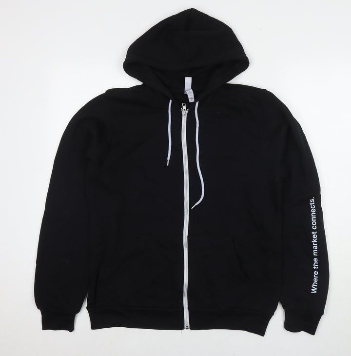 Bella&Canvas Mens Black Cotton Full Zip Hoodie Size M - Where the market connects.