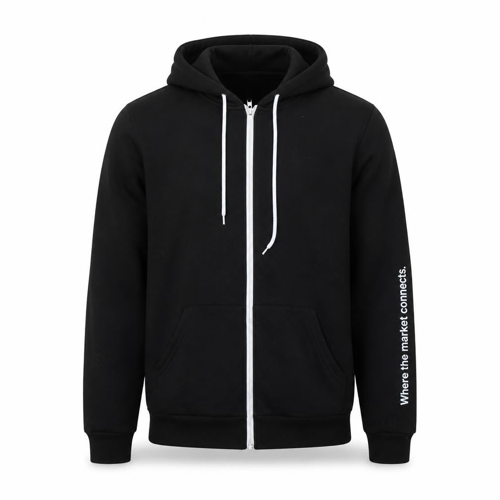 Bella&Canvas Mens Black Cotton Full Zip Hoodie Size M - Where the market connects.