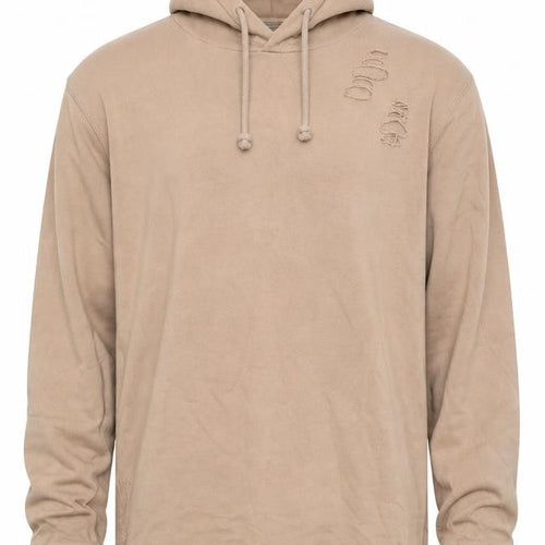 Topman Mens Beige Cotton Pullover Hoodie Size M - Ripped Detail
