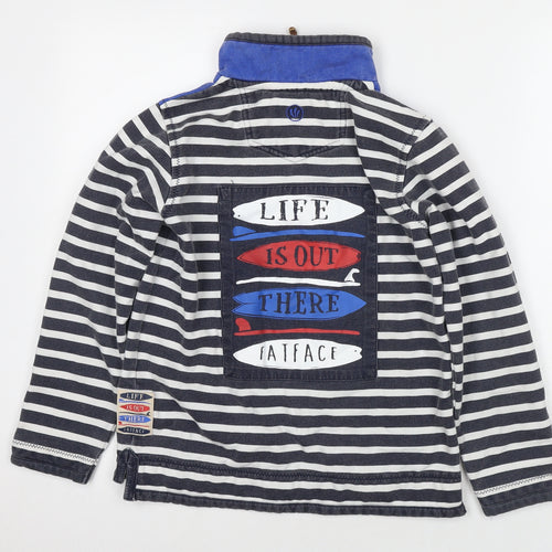 Fat Face Boys Black Striped Cotton Pullover Sweatshirt Size 10-11 Years Pullover - Life Is Out There logo