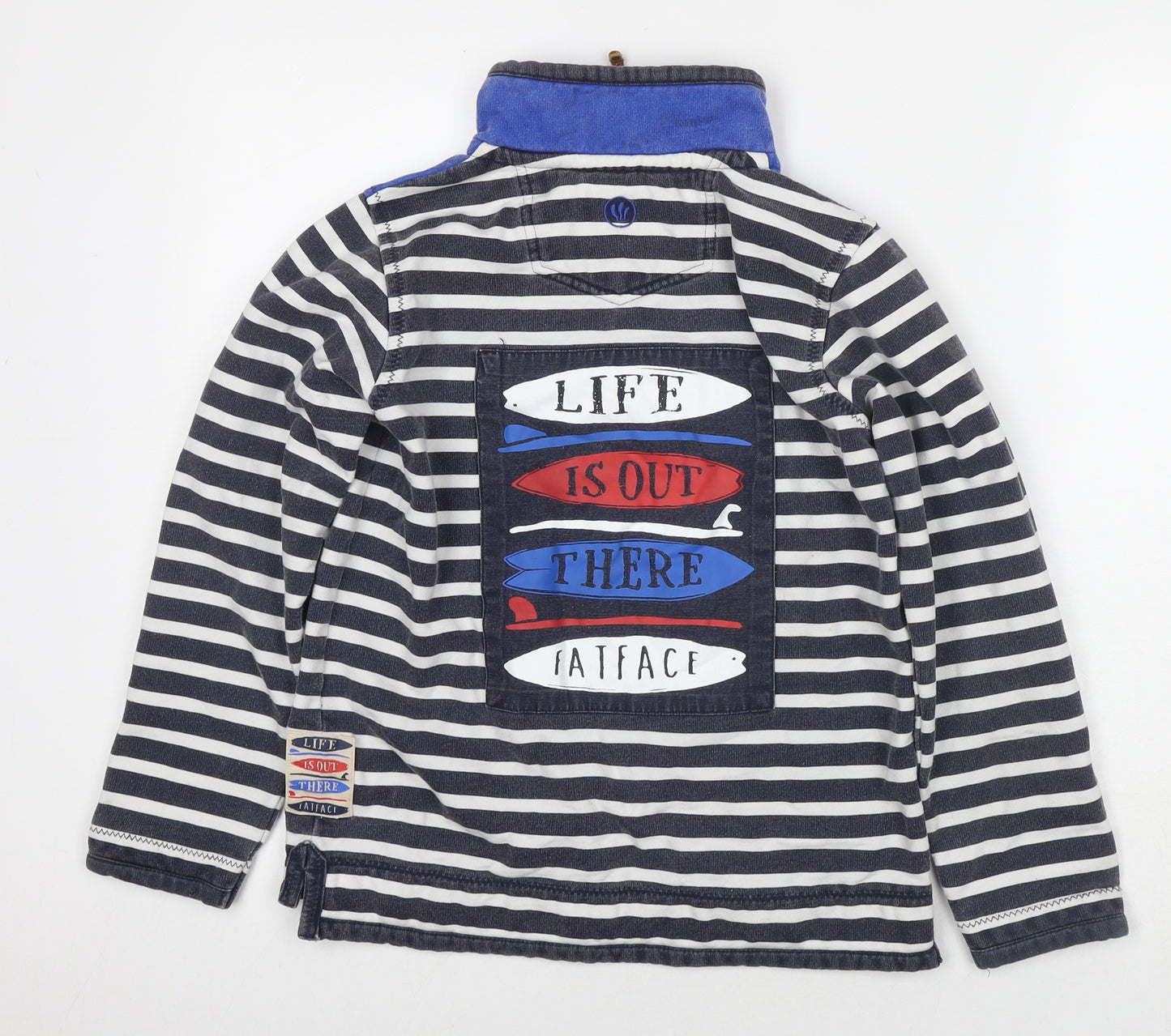 Fat Face Boys Black Striped Cotton Pullover Sweatshirt Size 10-11 Years Pullover - Life Is Out There logo