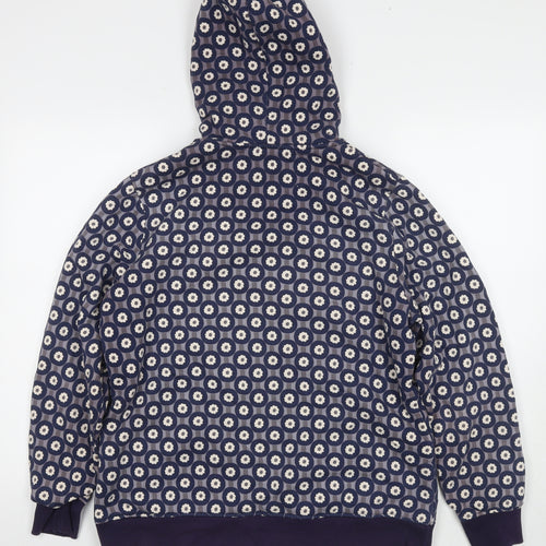 Boden Womens Blue Geometric Cotton Full Zip Hoodie Size 16 Zip