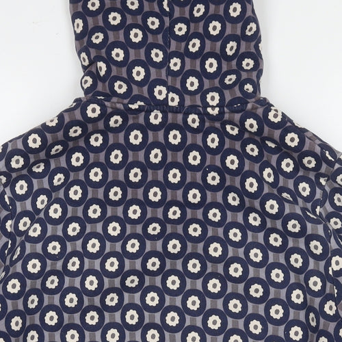 Boden Womens Blue Geometric Cotton Full Zip Hoodie Size 16 Zip