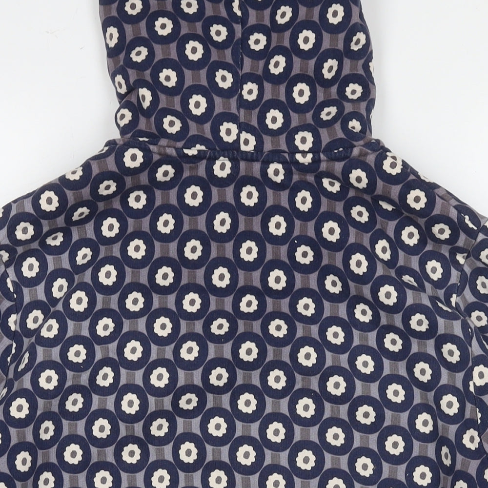Boden Womens Blue Geometric Cotton Full Zip Hoodie Size 16 Zip