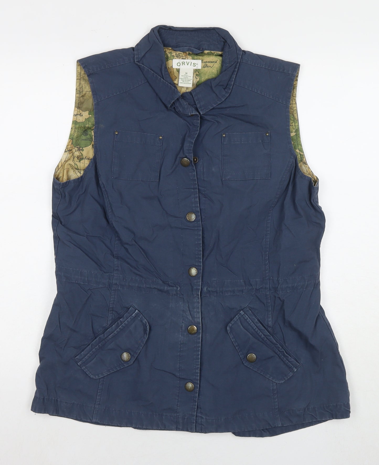 Orvis Womens Blue Gilet Waistcoat Size M Zip