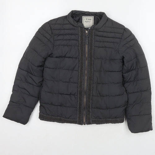 NEXT Girls Grey Puffer Jacket Jacket Size 8 Years Zip