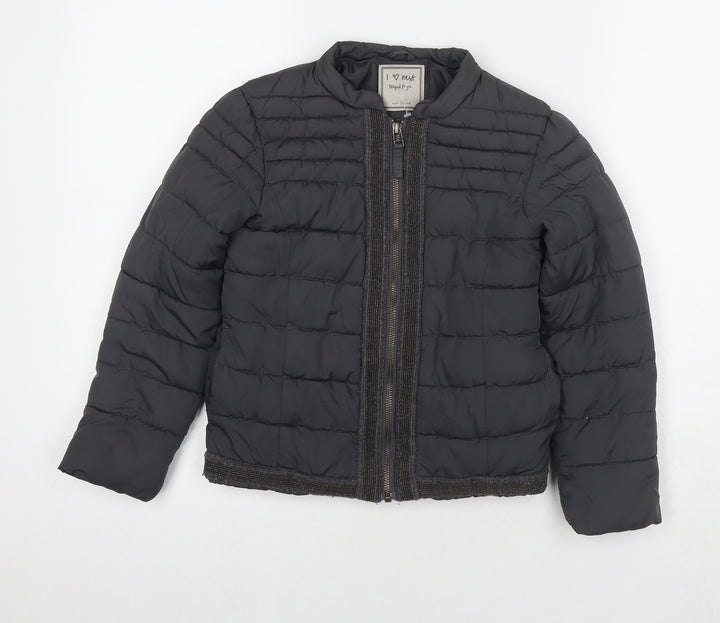 NEXT Girls Grey Puffer Jacket Jacket Size 8 Years Zip