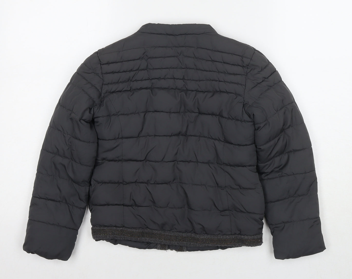 NEXT Girls Grey Puffer Jacket Jacket Size 8 Years Zip