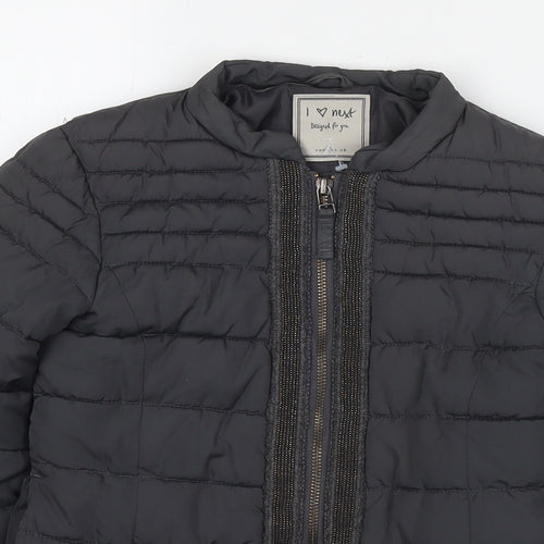 NEXT Girls Grey Puffer Jacket Jacket Size 8 Years Zip
