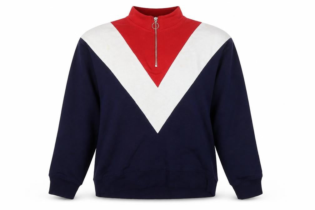Front view of New Look women’s blue cotton pullover sweatshirt, size UK 12, pullover