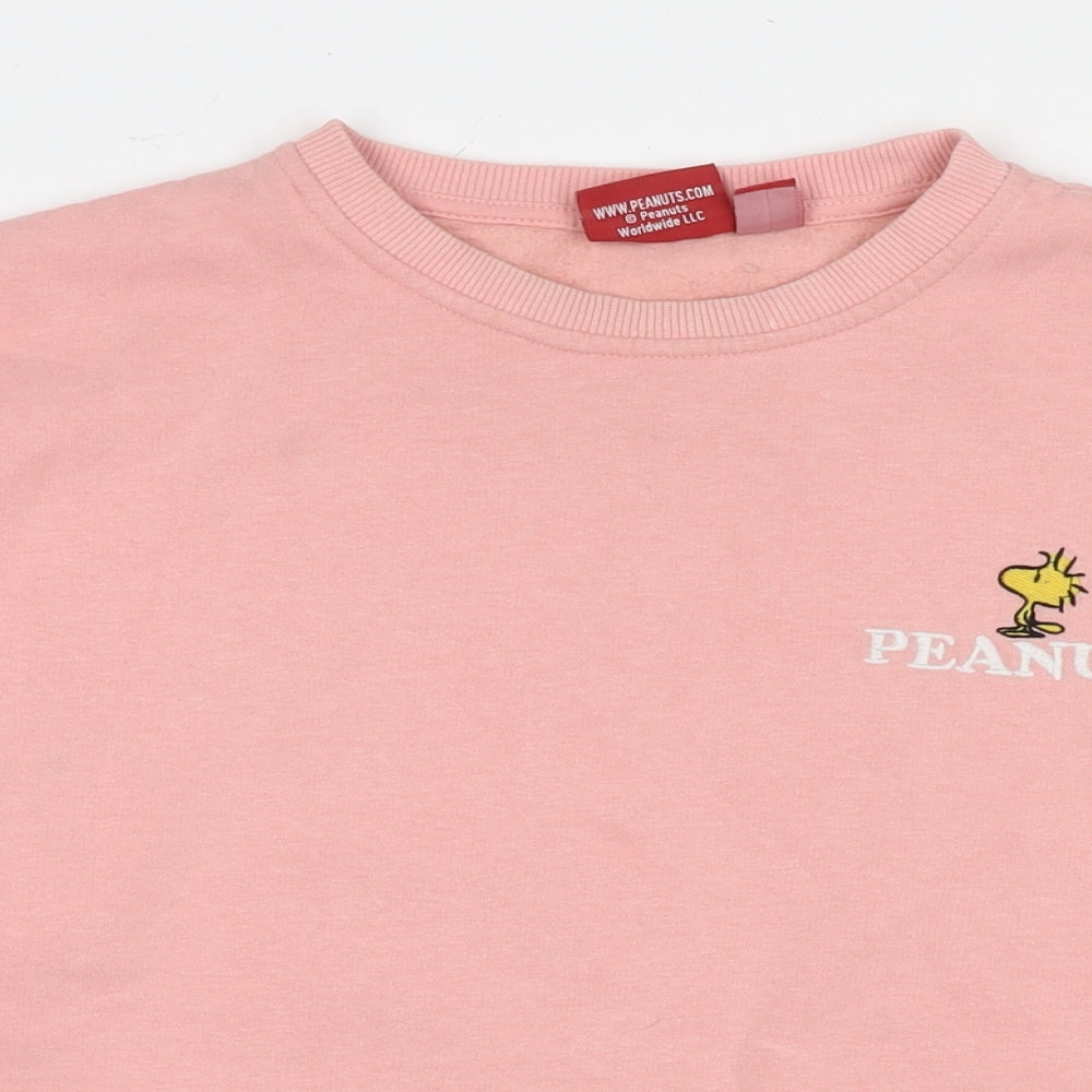 Peanuts Womens Pink Cotton Pullover Sweatshirt Size 10 Pullover - Peanuts Characters Size 10-12