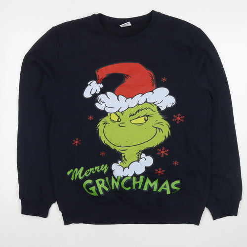 The Grinch Mens Blue Cotton Pullover Sweatshirt Size M - The Grinch Christmas