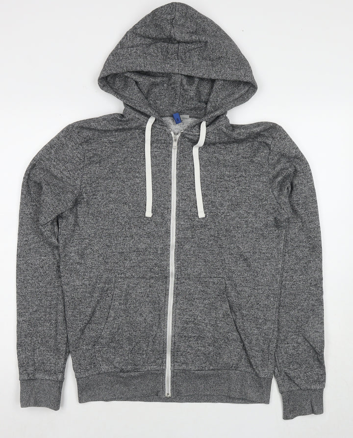 Divided by H&M Mens Grey Cotton Full Zip Hoodie Size S