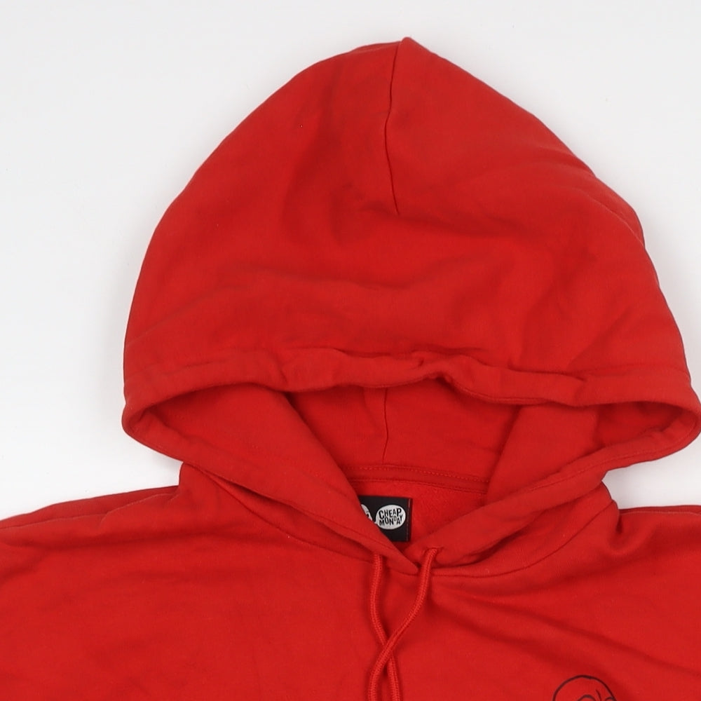 Cheap Monday Womens Red Cotton Pullover Hoodie Size L Pullover - Logo