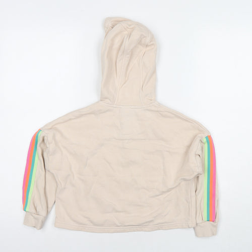 Marks and Spencer Girls Beige Polyester Pullover Hoodie Size 7-8 Years Pullover