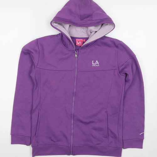 LA Gear Girls Purple Polyester Full Zip Hoodie Size 13 Years Zip