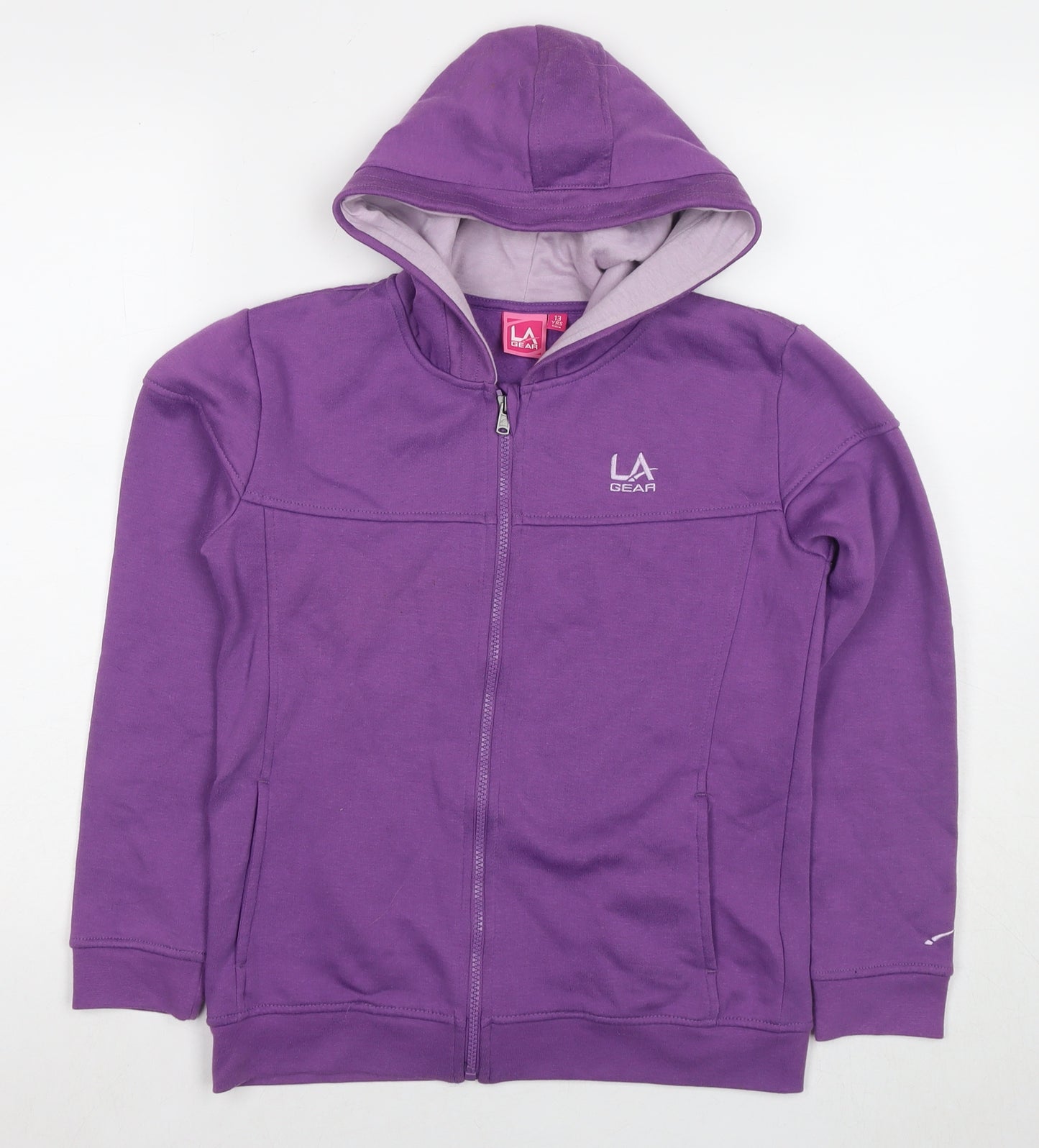 LA Gear Girls Purple Polyester Full Zip Hoodie Size 13 Years Zip