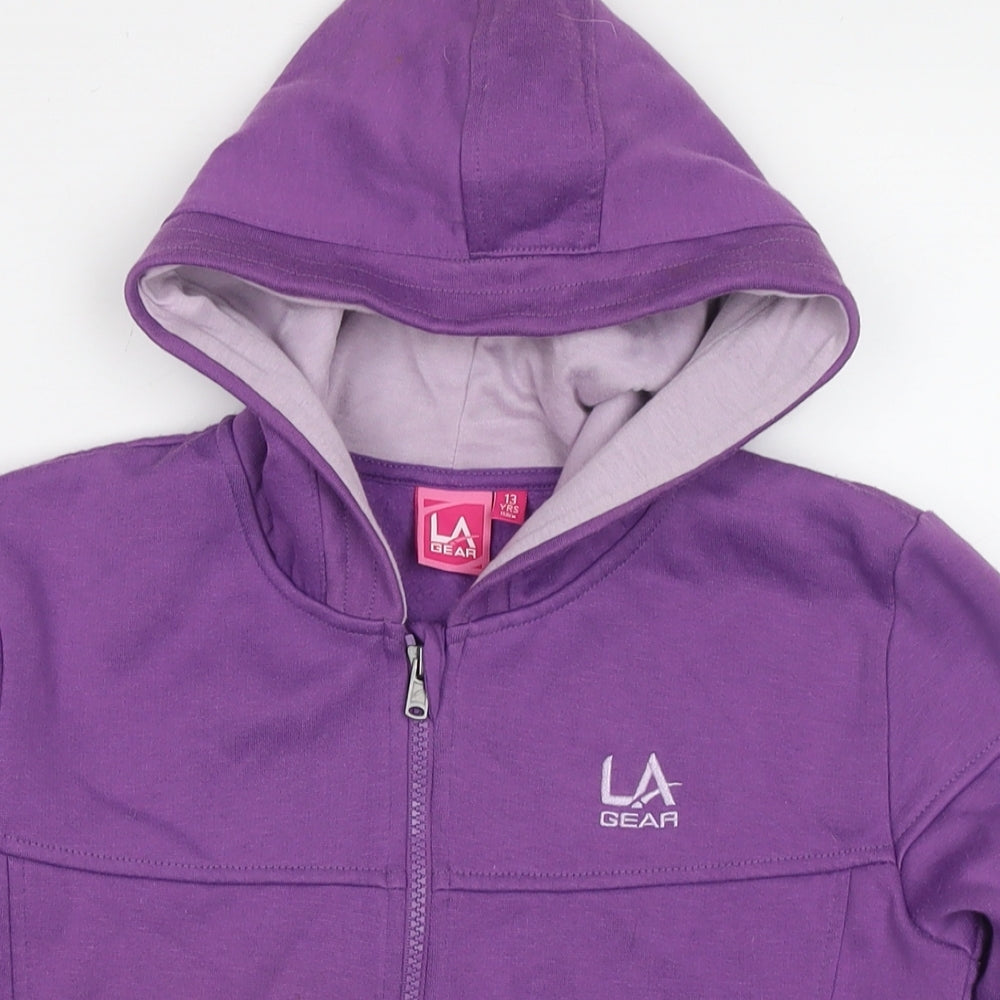 LA Gear Girls Purple Polyester Full Zip Hoodie Size 13 Years Zip