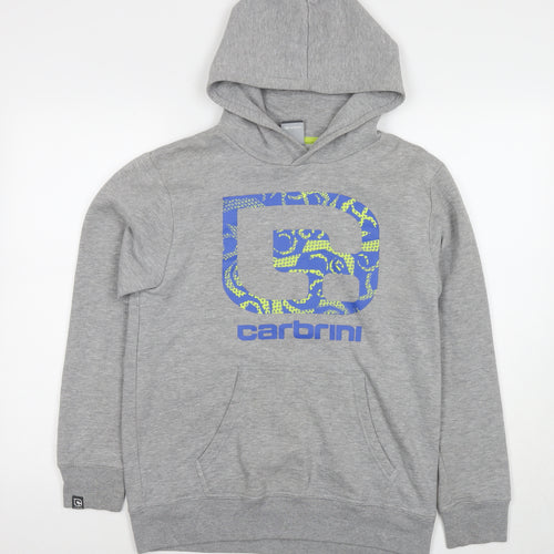 Carbrini Boys Grey Cotton Pullover Hoodie Size 13-14 Years Pullover - Logo