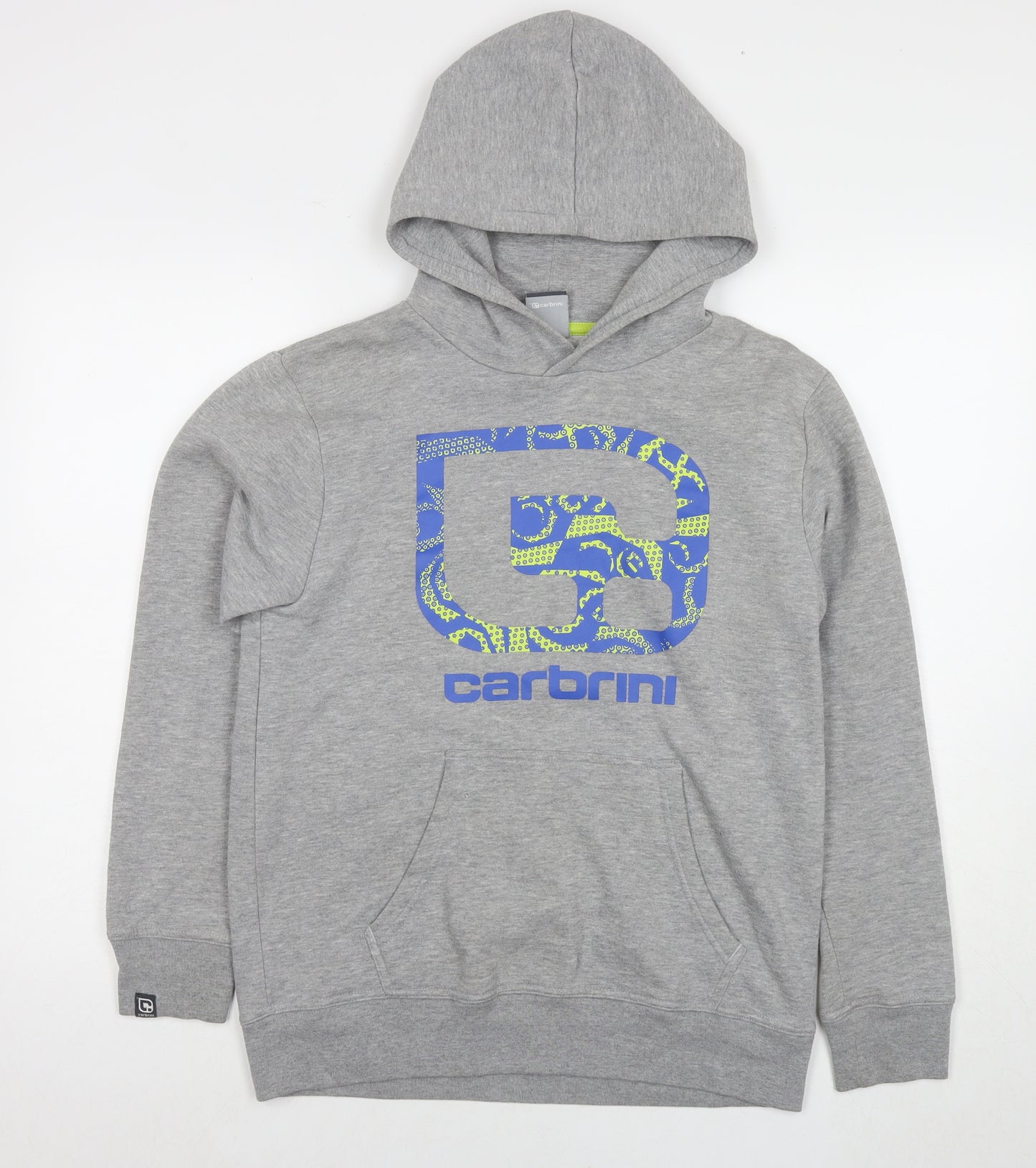 Carbrini Boys Grey Cotton Pullover Hoodie Size 13-14 Years Pullover - Logo