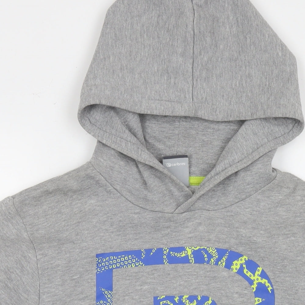 Carbrini Boys Grey Cotton Pullover Hoodie Size 13-14 Years Pullover - Logo