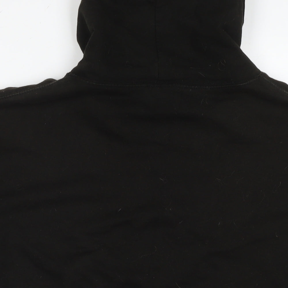 Justhoods Mens Black Cotton Pullover Hoodie Size L
