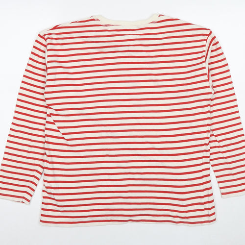 Zara Womens Red Striped Cotton Pullover Sweatshirt Size L Pullover