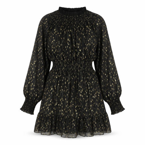 Kling Womens Black Polyester A-Line Size L Mock Neck Zip - Gold Detail