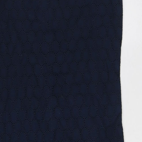 Gap Womens Blue Cotton Pencil Dress Size 4 Boat Neck Zip - Broderie Englaise