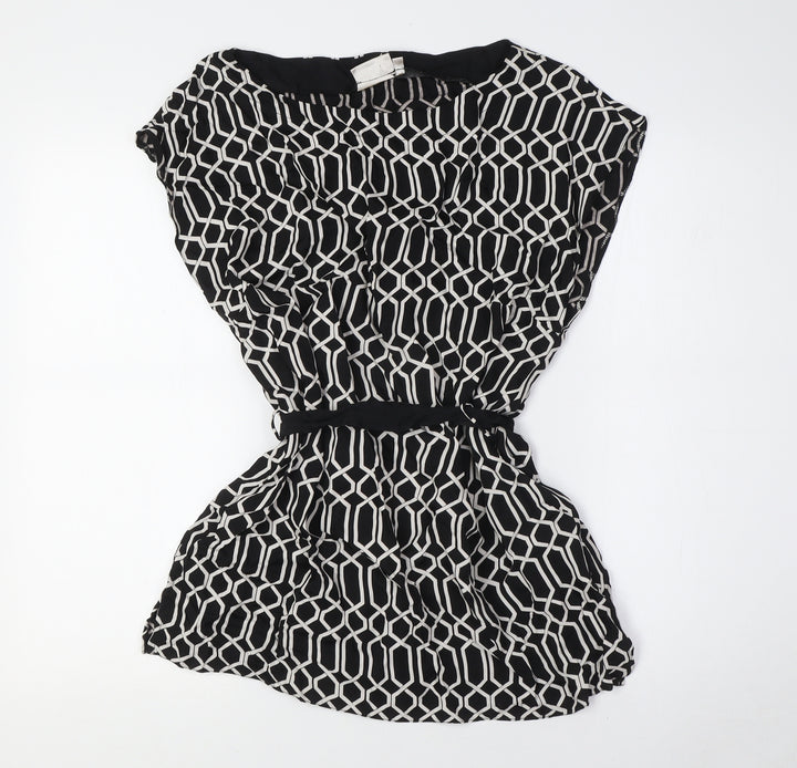 Country Casuals Womens Black Viscose Basic Button-Up Size 14 Boat Neck - Belted