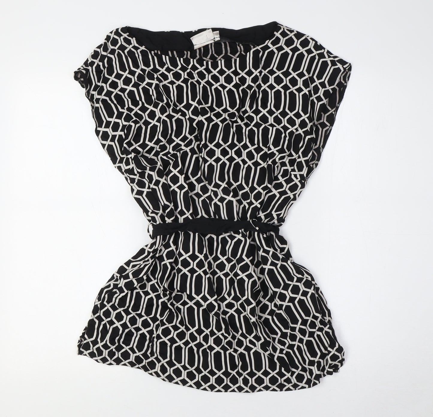 Country Casuals Womens Black Viscose Basic Button-Up Size 14 Boat Neck - Belted