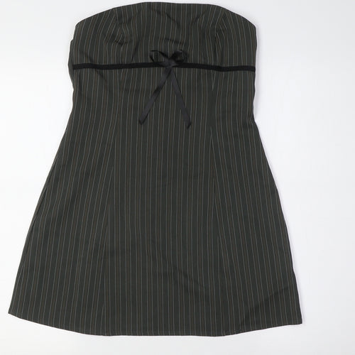 Motel Womens Brown Striped Polyester A-Line Size S Off the Shoulder Zip - High Empire