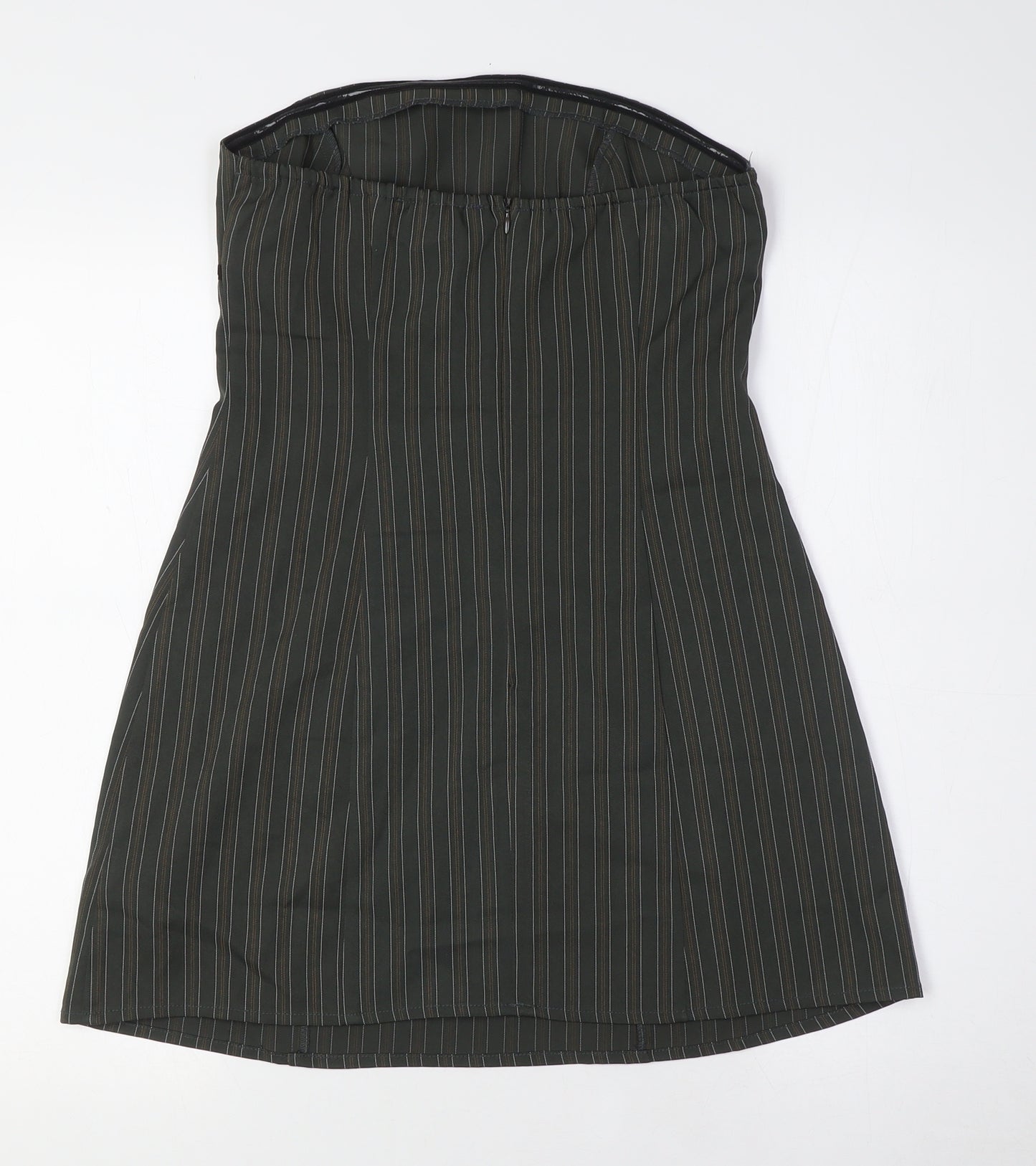 Motel Womens Brown Striped Polyester A-Line Size S Off the Shoulder Zip - High Empire